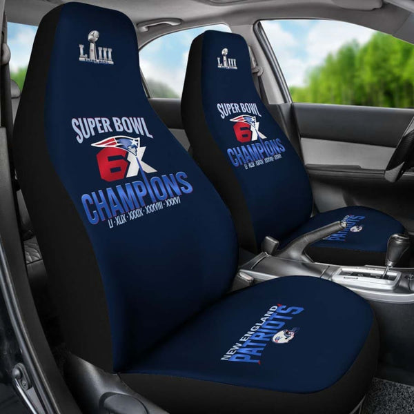 New England Patriots Car Seat Covers 2pcs | 6X Super Bowl Champs Cover Set