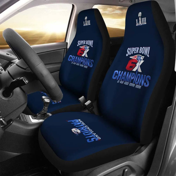 New England Patriots Car Seat Covers 2pcs | 6X Super Bowl Champs Cover Set
