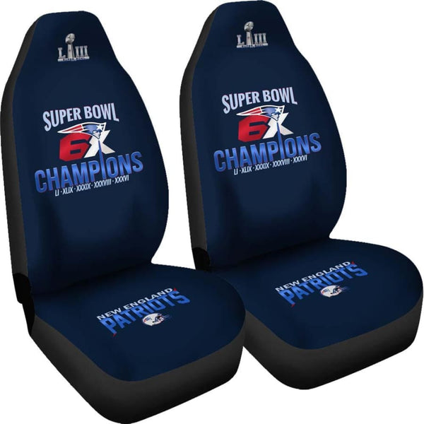New England Patriots Car Seat Covers 2pcs | 6X Super Bowl Champs Cover Set - One Size