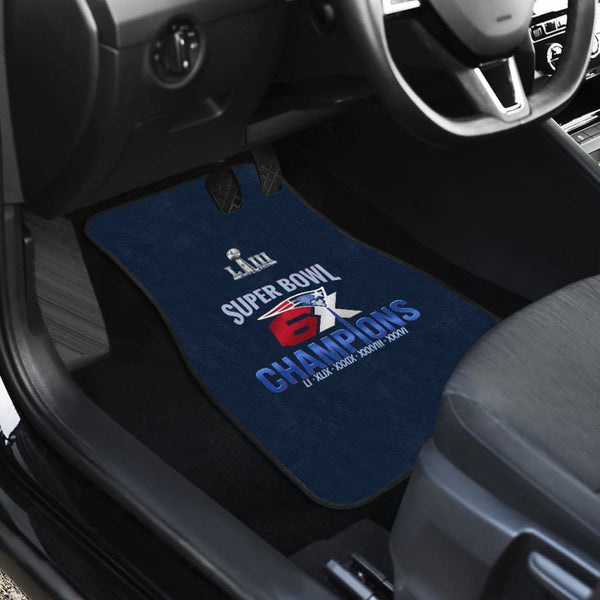 New England Patriots Front and Back Car Mats 4 pcs| 6X Super Bowl Floor Mat Set