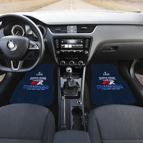 New England Patriots Front and Back Car Mats 4 pcs| 6X Super Bowl Floor Mat Set