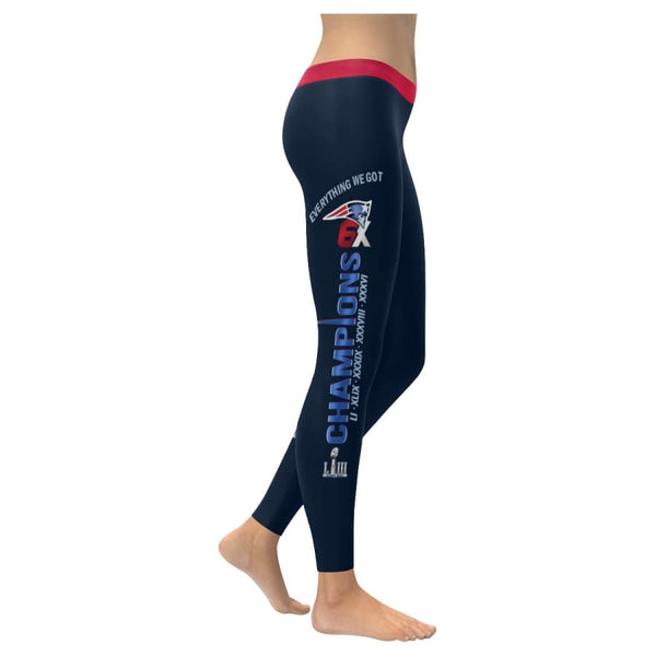 New England Patriots Leggings Navy Blue Red | 6x Champs Yoga Pants