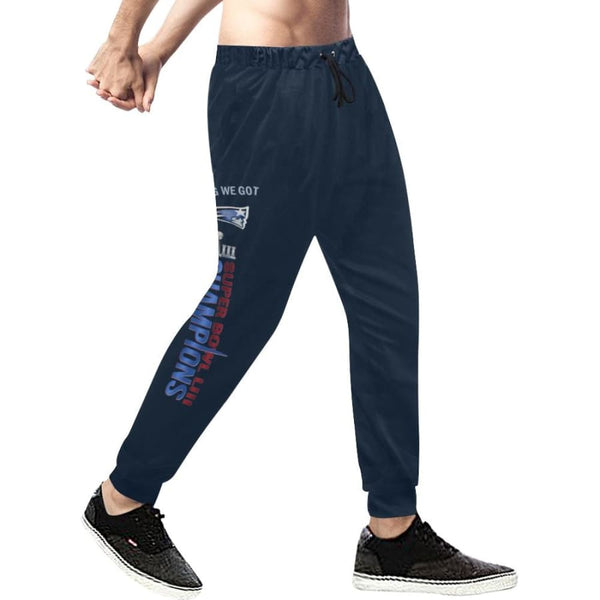 New England Patriots Super Bowl LIII Champs Mens Casual Sweatpants Navy Blue|Jogger Pants