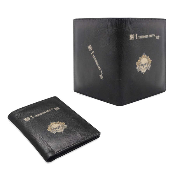 No. 1 Tattooed Dad Mens Leather Wallet Fathers Day Gift