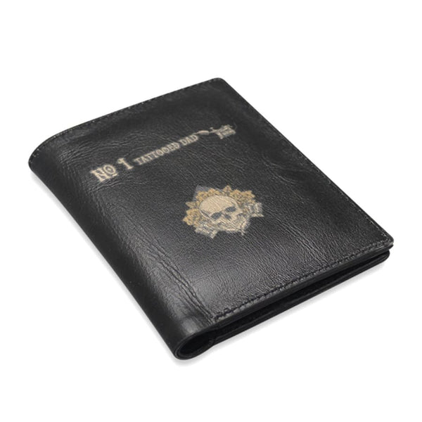 No. 1 Tattooed Dad Mens Leather Wallet Fathers Day Gift