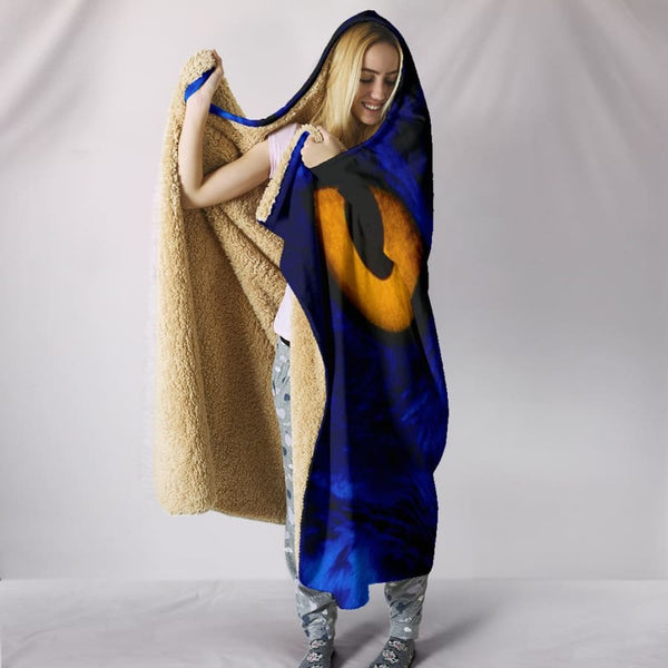Owl Eyes Plush Lined Hooded Wearable Blanket