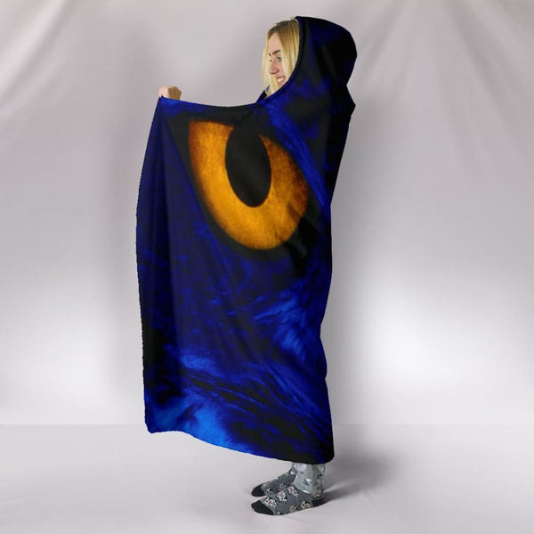 Owl Eyes Plush Lined Hooded Wearable Blanket