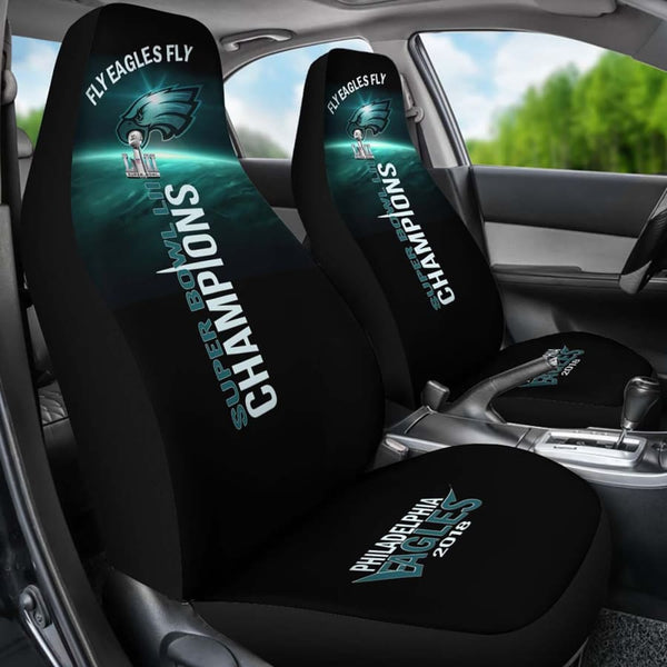 Philadelphia Eagles Car Seat Covers Set Midnight Green Black | NFL Eagles Auto Accessory Super Bowl Champs| Universal fit 3