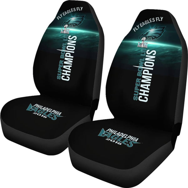 Philadelphia Eagles Car Seat Covers Set Midnight Green Black | NFL Eagles Auto Accessory Super Bowl Champs| Universal fit 4