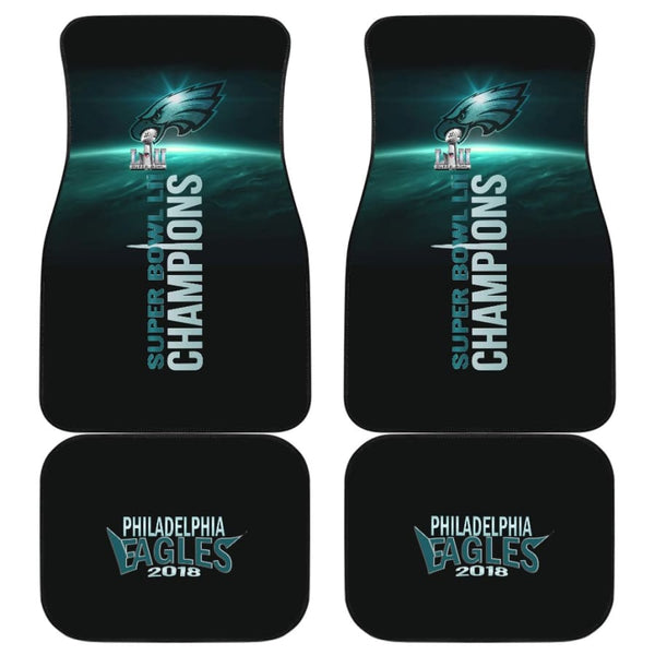 Philadelphia Eagles Front Back Car Mat 4pcs Set | Super Bowl Champs Floor Mats - And Of 4 - Universal Fit