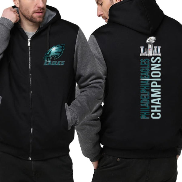 Philadelphia Eagles Jacket| Super Bowl Jacket Full-zip (4 Colors) - Black Gray / XXL