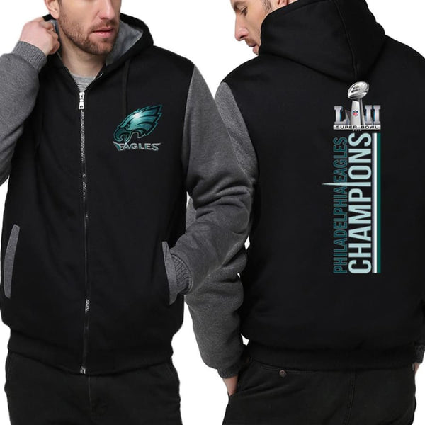 Philadelphia Eagles Jacket| Varsity Jackets|Mens Pullover Hoodie (2 Colors) - Black Gray / S