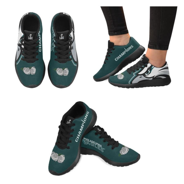 Philadelphia Eagles Shoes Mens Womens Kids| White Rose Sneakers - Sneaker (Model 020) / US5 / Man