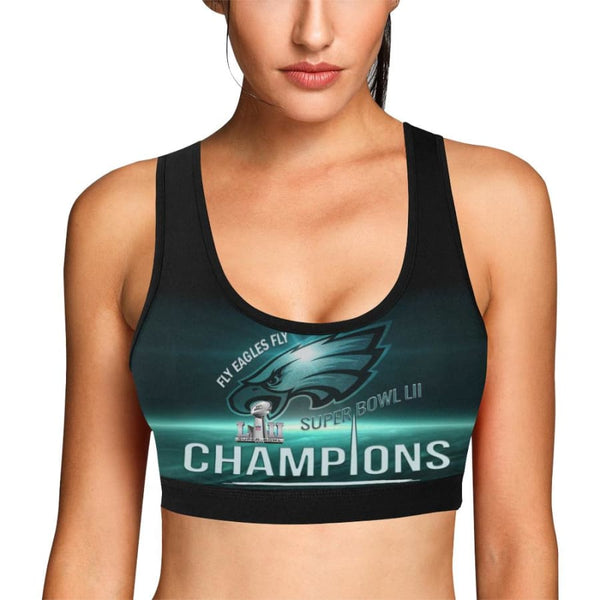 Philadelphia Eagles Womens Sports Bra Midnight Green Black Super Bowl Champions
