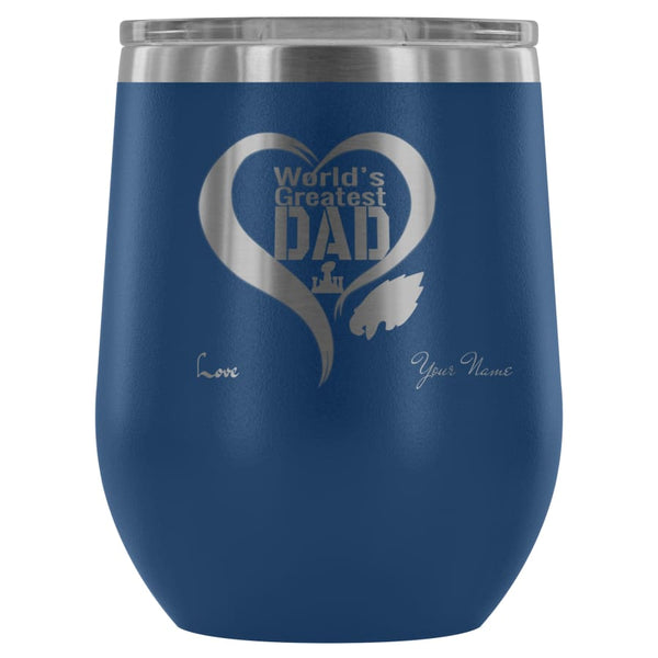 Philadelphia Eagles Worlds Greatest Dad Laser Etched Wine Tumbler | Father Day Gift | Personalized Message |Blue