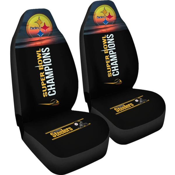 Pittsburgh Steelers Car Seat Covers 2pcs | Super Bowl Champs - Champions / Universal Fit