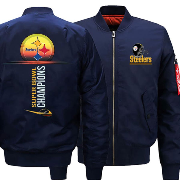 Pittsburgh Steelers Ma-1 Bomber Jacket| Super Bowl Varsity Jackets (3 Colors) - Dark Blue / XL