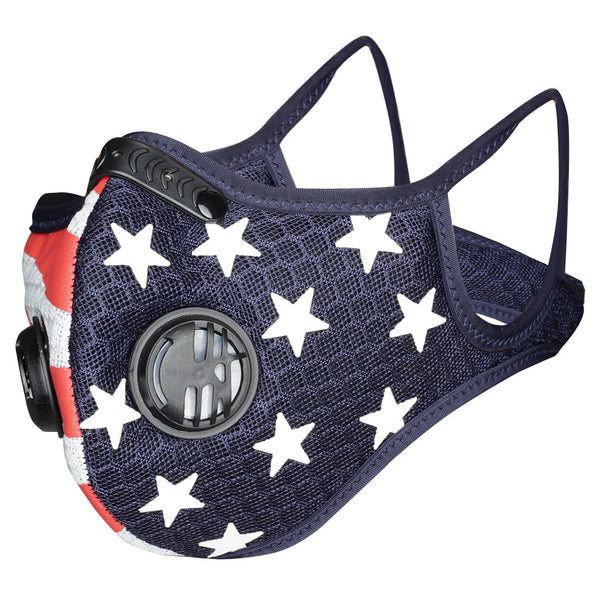 US Flag Sports Mask with 5-Layer PM2.5 Filter & Valves Mens Womens Cycling Mask Ship from USA