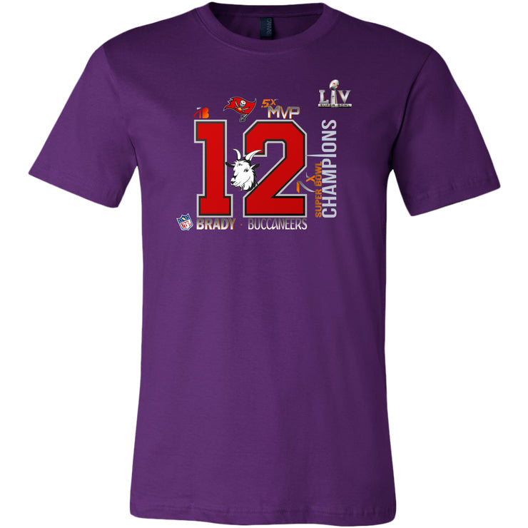 Tom brady Shirt 12 GOAT 5MVP 7 Super Bowl Champs Mens Womens