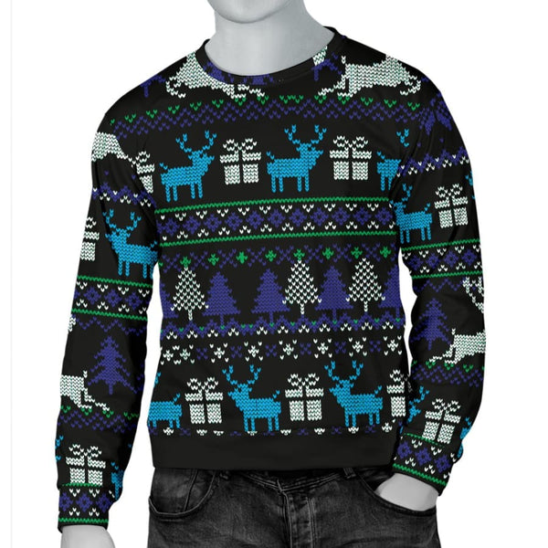 Ugly Christmas Black Purple and Blue Mens Sweater