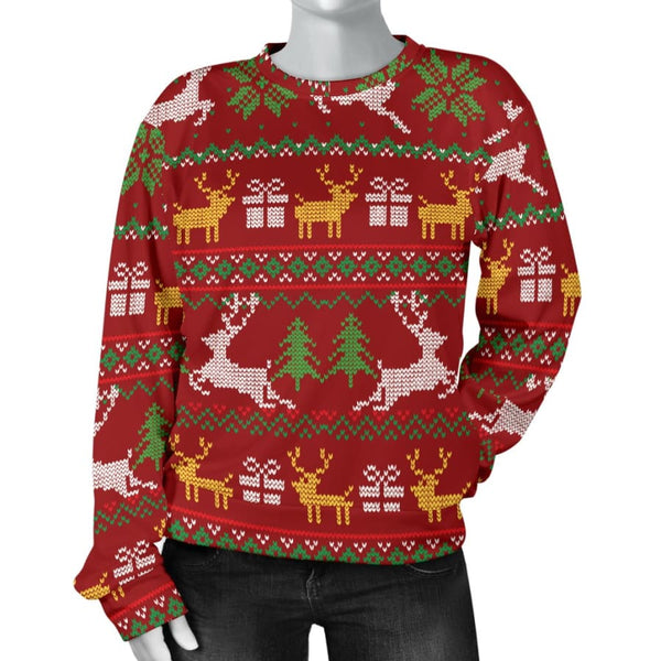 Ugly Christmas Red Yellow Green Womens Sweater