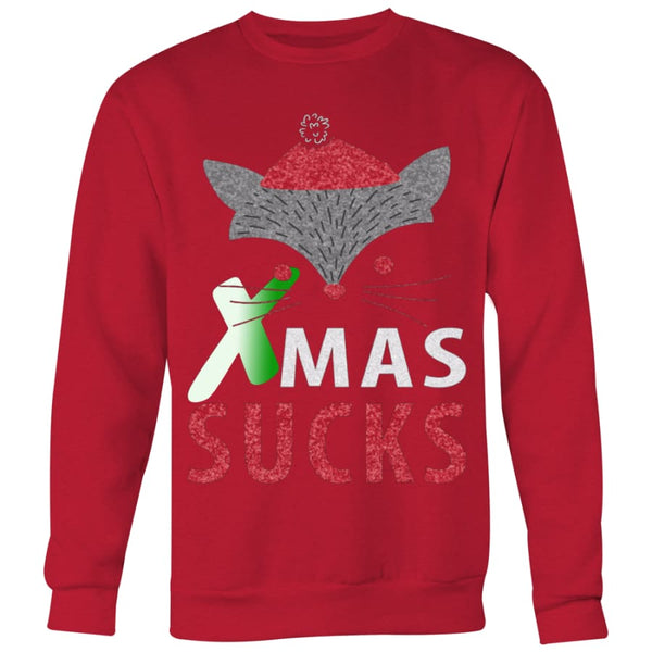 Xmas Sucks Christmas Sweater For Men Women (5 Colors) - Crewneck Sweatshirt / Red / S