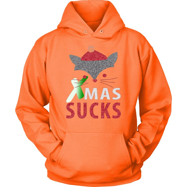 Xmas Sucks - Ugly Christmas Sweater Unisex Hoodie (12 Colors) - Neon Orange / S