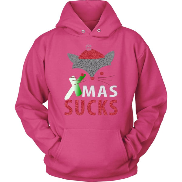 Xmas Sucks - Ugly Christmas Sweater Unisex Hoodie (12 Colors) - Sangria / S