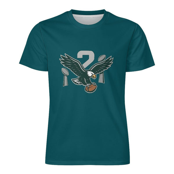 Eagles 2X Champions fan t-shirt in midnight green front