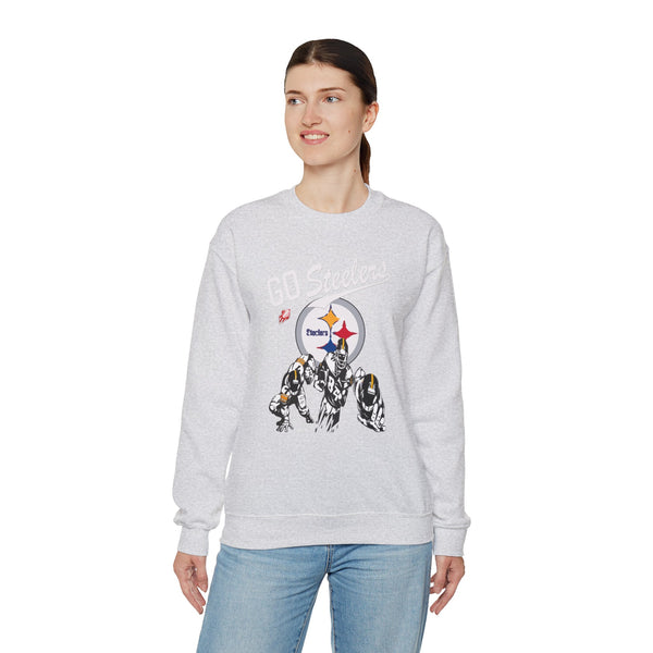 Steelers Fan Sweatshirt "Go Steelers" Gildan 18000| NFL Pittsburgh Steelers Fan Sweater (4 Colors)