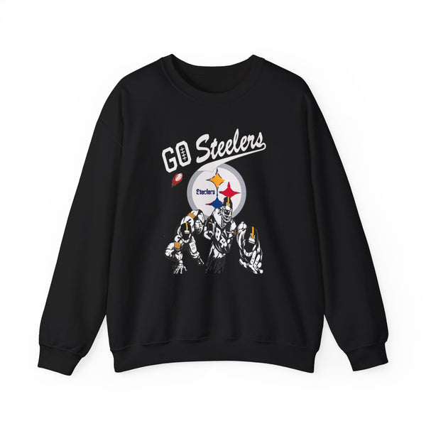 Steelers Fan Sweatshirt "Go Steelers" Gildan 18000| NFL Pittsburgh Steelers Fan Sweater (4 Colors)