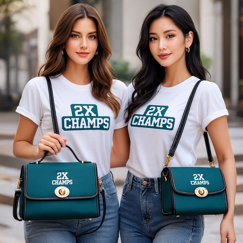 Eagles Fan 2X Champions Handbag | Philly Football Midnight Green Shoulder Bag