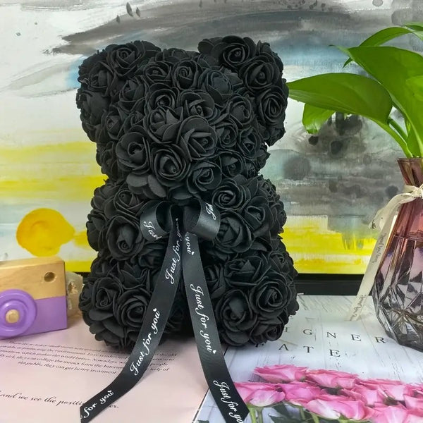 Rose Bear Artificial Foam Flowers| Rose Teddy Bear| Flower Bear| Best Valentines Gift For Her / Black
