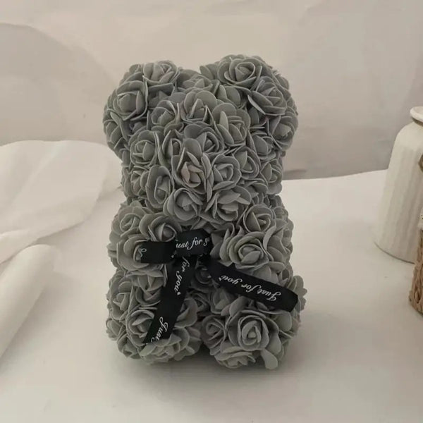 Rose Bear Artificial Foam Flowers| Rose Teddy Bear| Flower Bear| Best Valentines Gift For Her / Grey