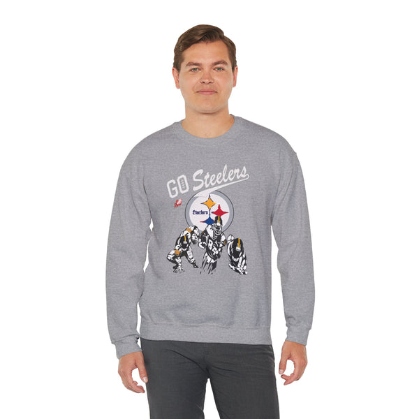 Steelers Fan Sweatshirt "Go Steelers" Gildan 18000| NFL Pittsburgh Steelers Fan Sweater (4 Colors)