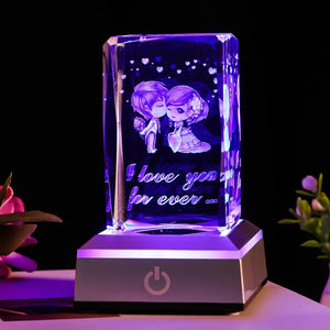 3D Heart-shaped Rose Statue Crystal Night Light| "I Love You Forever" LED Light With Base| Best Love Gift For Her| Him| Wife| Husband