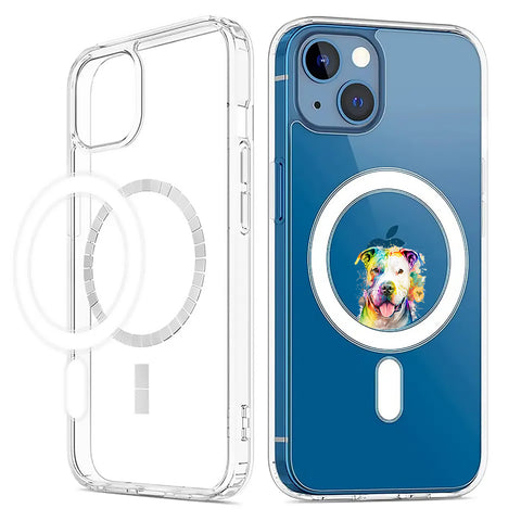 Clear Magsafe iPhone Case Pitbull| Retriever Dog Lovers Transparent Phone Covers iPhone 14/13/12 Pro/Pro Max All Models
