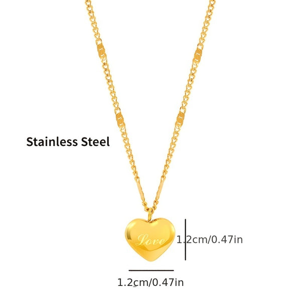 Heart Temperament Gold Plated Stainless Steel Pendant Fashion Necklace Lover Gift