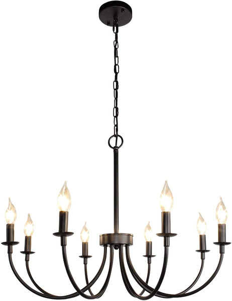 8-Light Modern Classic Candle Style Chandelier Black| Farmhouse Lighting Fixture For Dining/Living/Bed Room by Eagles|Patriots|Steelers Gear