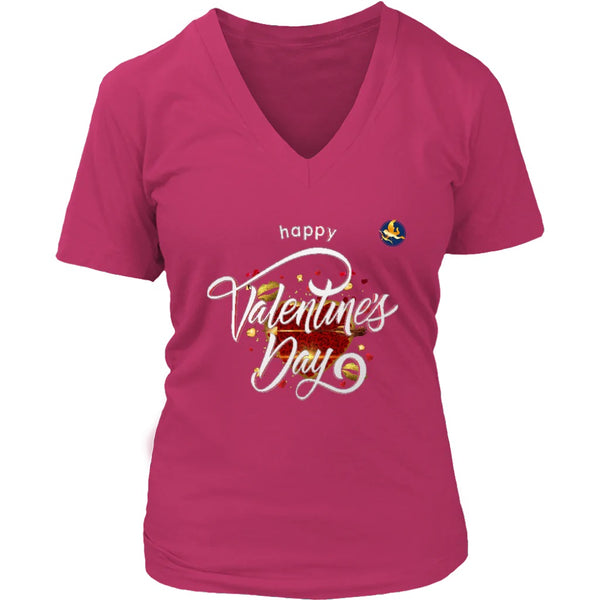 Happy Valentine's Day Shirt V-neck|Valentines Shirts|Gift Dark Fuchsia