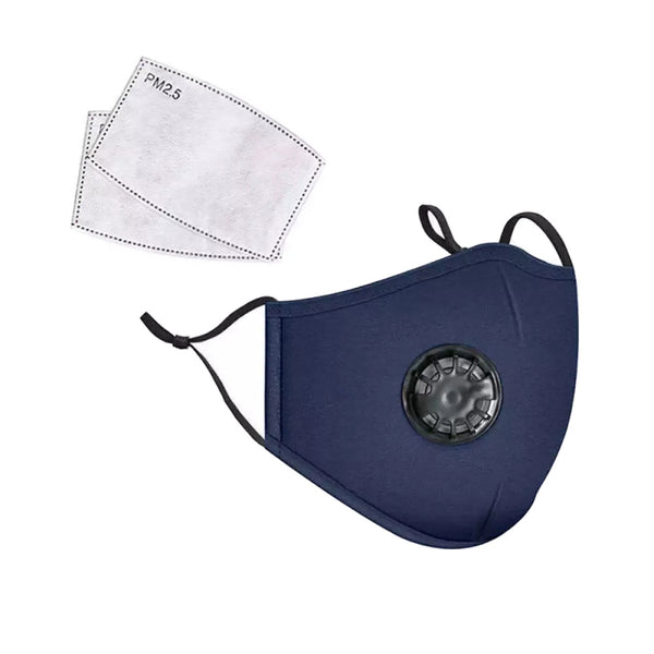 Blue PM2.5 Filter Cotton Face Mask with Valve Ship from USA