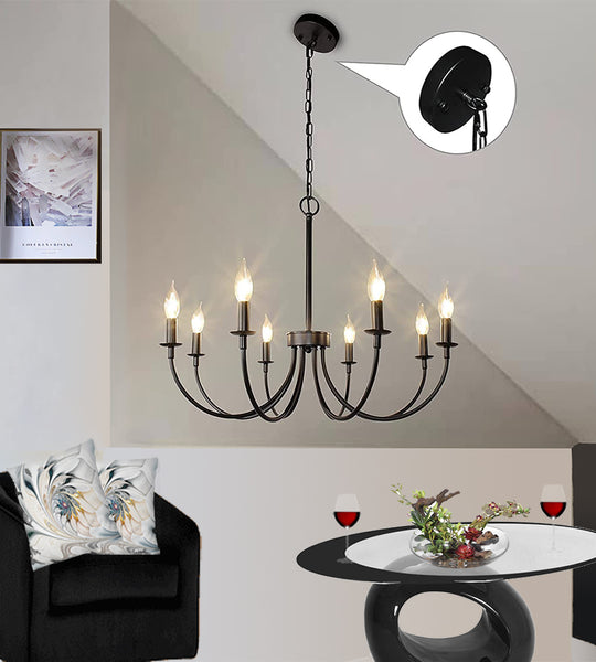 8-Light Modern Classic Candle Style Chandelier Black| Farmhouse Lighting Fixture For Dining/Living/Bed Room by Eagles|Patriots|Steelers Gear