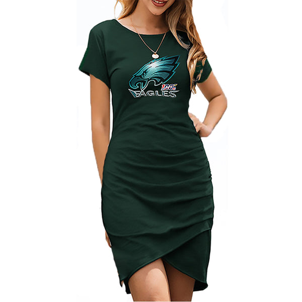 NFL 100 Eagles Dress| Philadelphia Eagles Women's Dress Green | Mini Short Sleeve Fashion Dresses Front