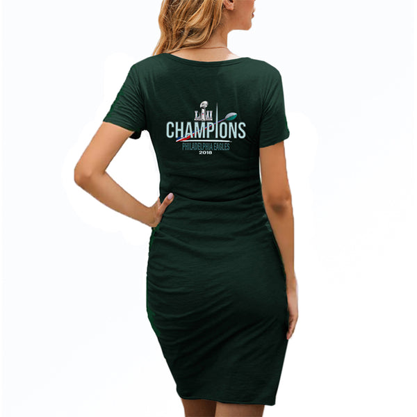 NFL 100 Eagles Dress| Philadelphia Eagles Women's Dress Green | Mini Short Sleeve Fashion Dresses Back