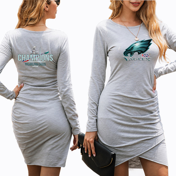 NFL 100 Philadelphia Eagles Dress|NFL Team Eagles Women's Dress Mini Long Grey
