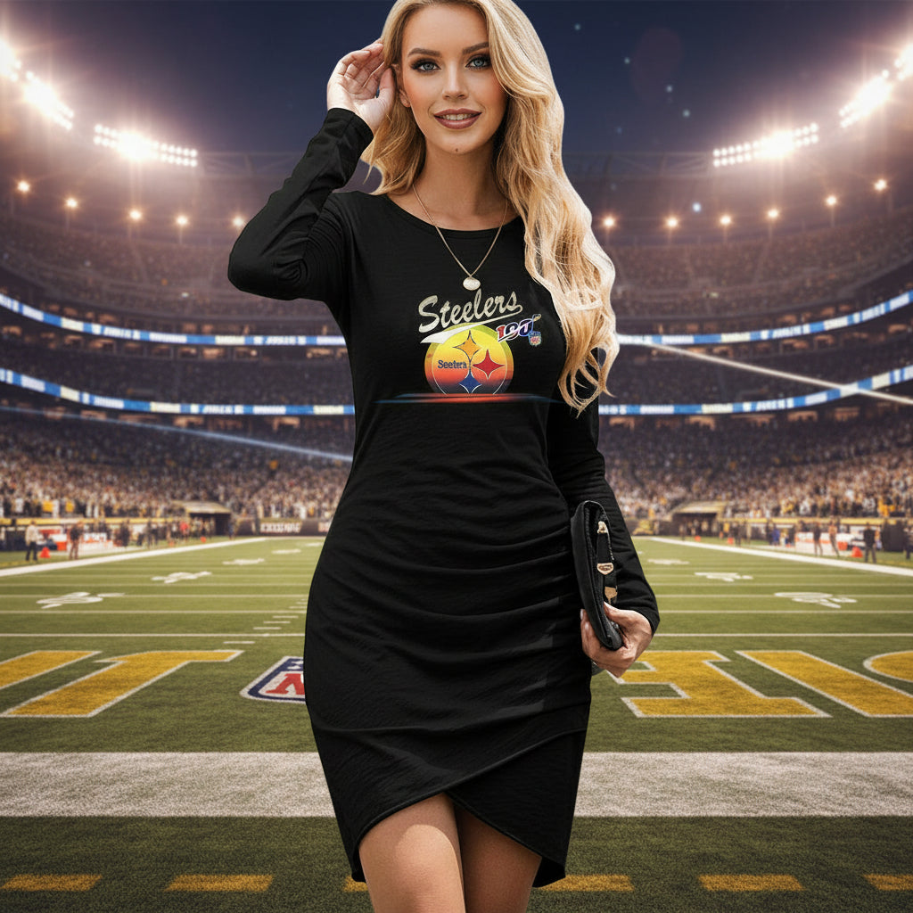 nfl jersey dress 100 steelers Fan Black|Pittsburgh steelers Womens Dress Sexy – Eagles|Patriots|Steelers Gear Upcycled from a NFL Color:Rainbow foto11.03 Loose Fit Casual Dress