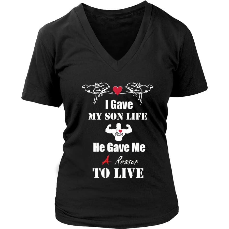A Reason To Live - Hot Mothers Day Gift Womens V-Neck T-Shirt (8 colors) - District / Black / S
