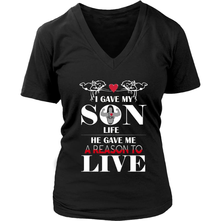 A Reason To Live - Perfect Mothers Day Gift Womens V-Neck T-Shirt (8 colors) - District / Black / S