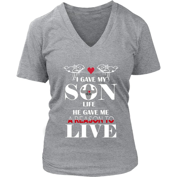A Reason To Live - Perfect Mothers Day Gift Womens V-Neck T-Shirt (8 colors) - District / Heathered Nickel / S