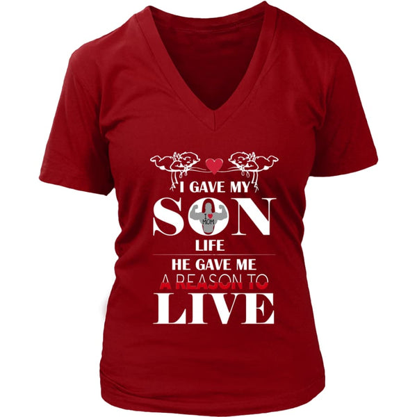 A Reason To Live - Perfect Mothers Day Gift Womens V-Neck T-Shirt (8 colors) - District / Red / S